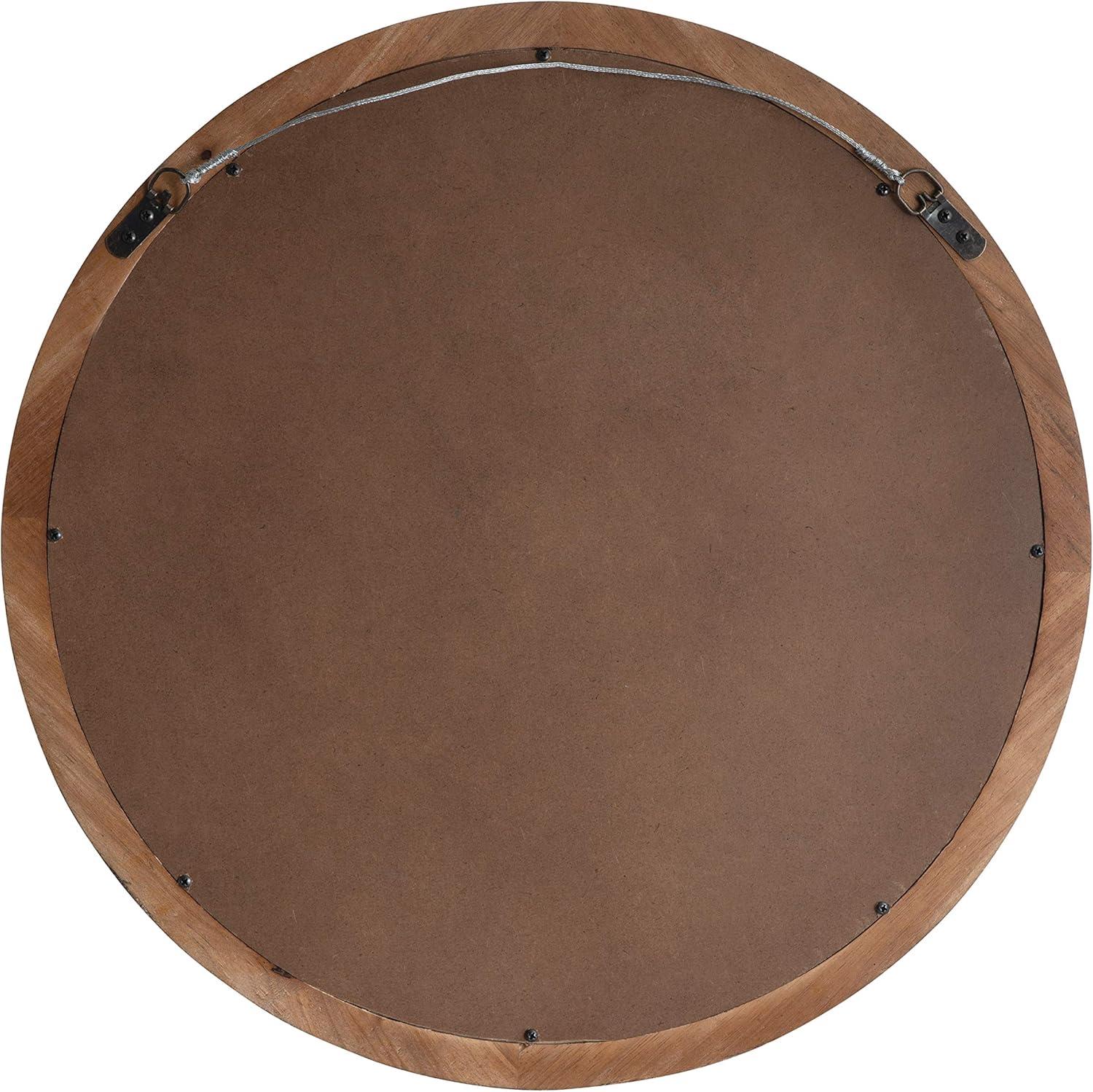 Kate and Laurel Hartman Transitional Round Wood Framed Wall Mirror, 24" Diameter, Brown, Boho Chic Round Mirror for Wall