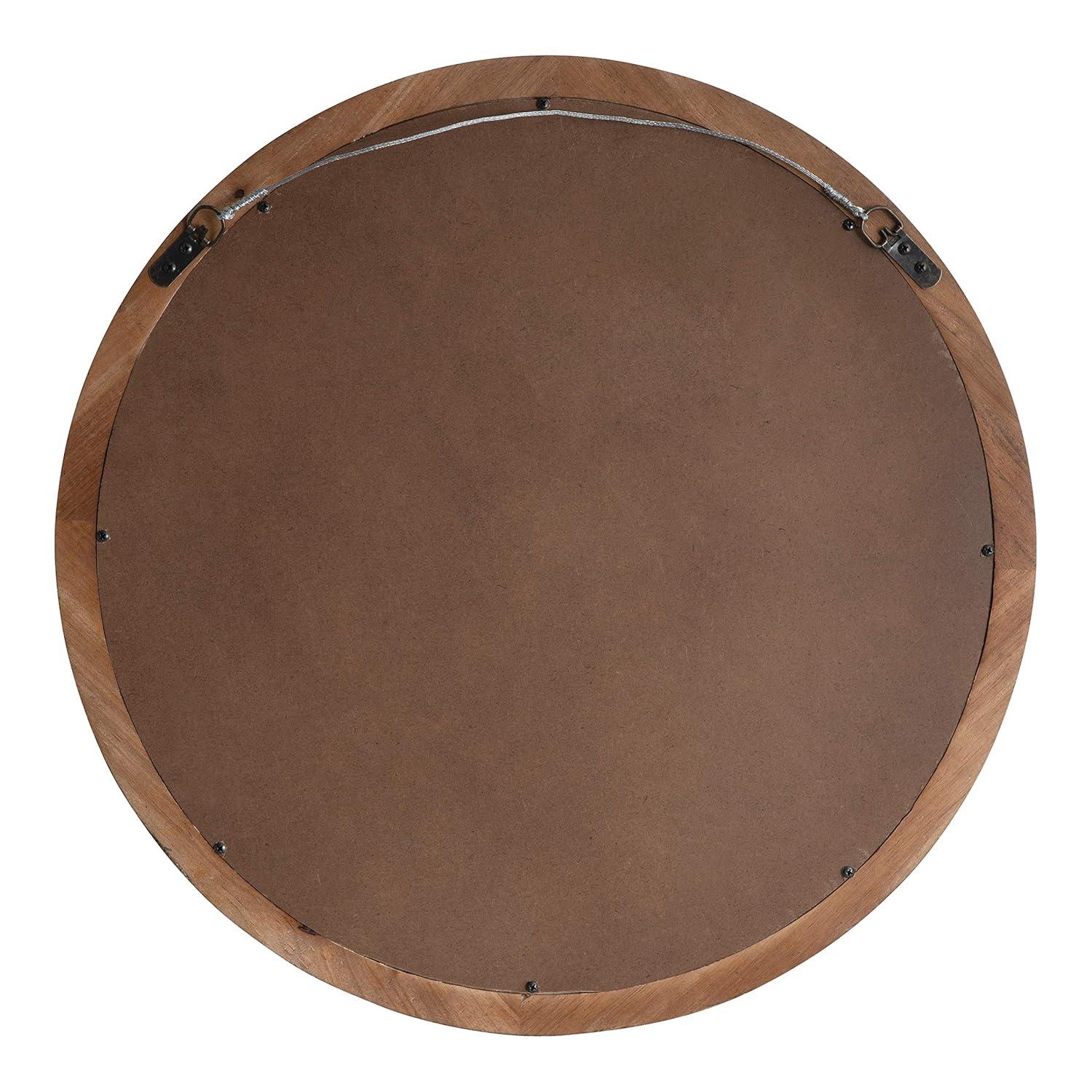Kate and Laurel Hartman Transitional Round Wood Framed Wall Mirror, 24" Diameter, Brown, Boho Chic Round Mirror for Wall