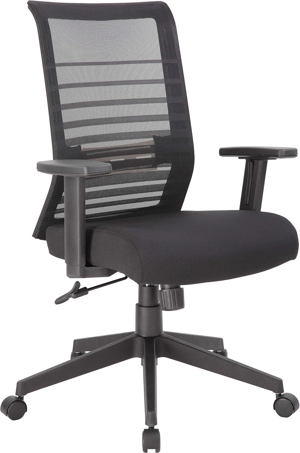 Lorell Horizontal Mesh Back Task Chair Fabric Seat - Black - 19" Seat Width x 19" Seat Depth - 25.5" Width x 26.5" Depth x 39" Height - 1 Each
