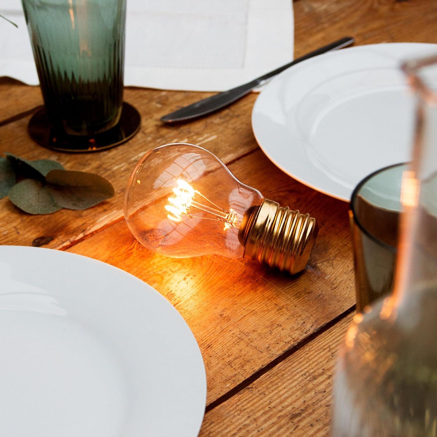 Cordless Glass and Metal LED Filament Light Bulb