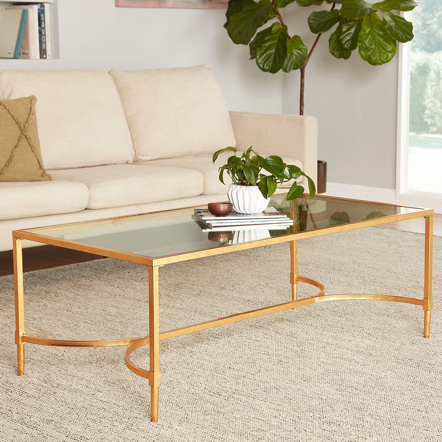 Antwan Coffee Table - Gold/Glass - Safavieh