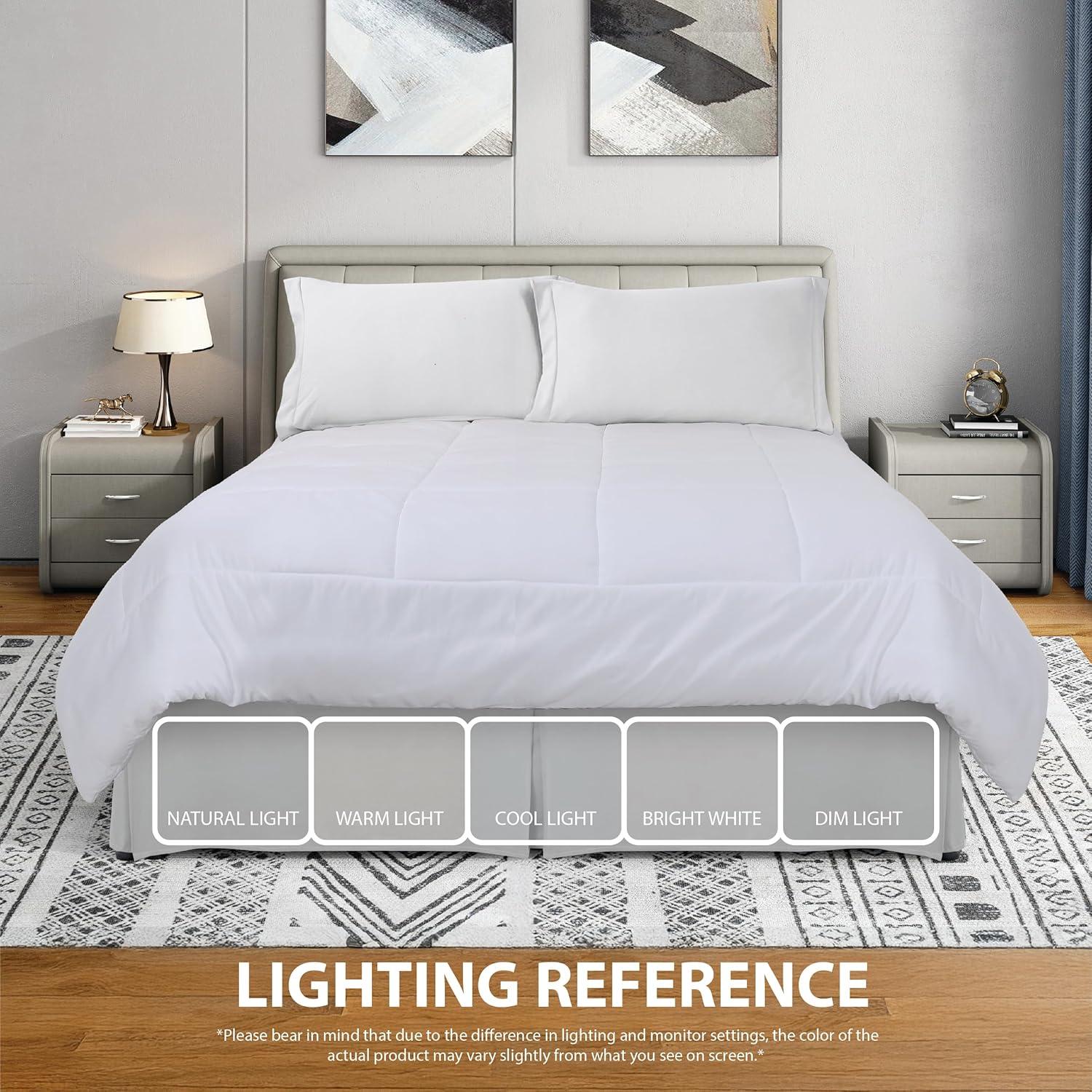 Swift Home | Basics Pleated Microfiber Bed Skirt 14-inch Drop Light Gray King