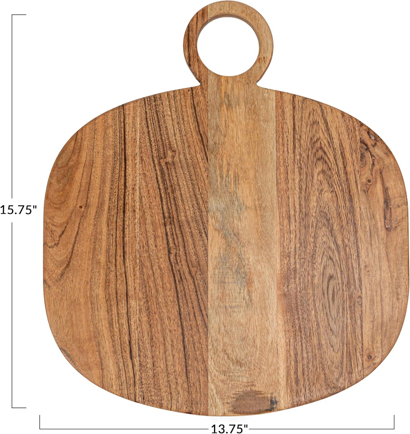 Natural Acacia Wood Oval Cheese Cutting Board with Handle