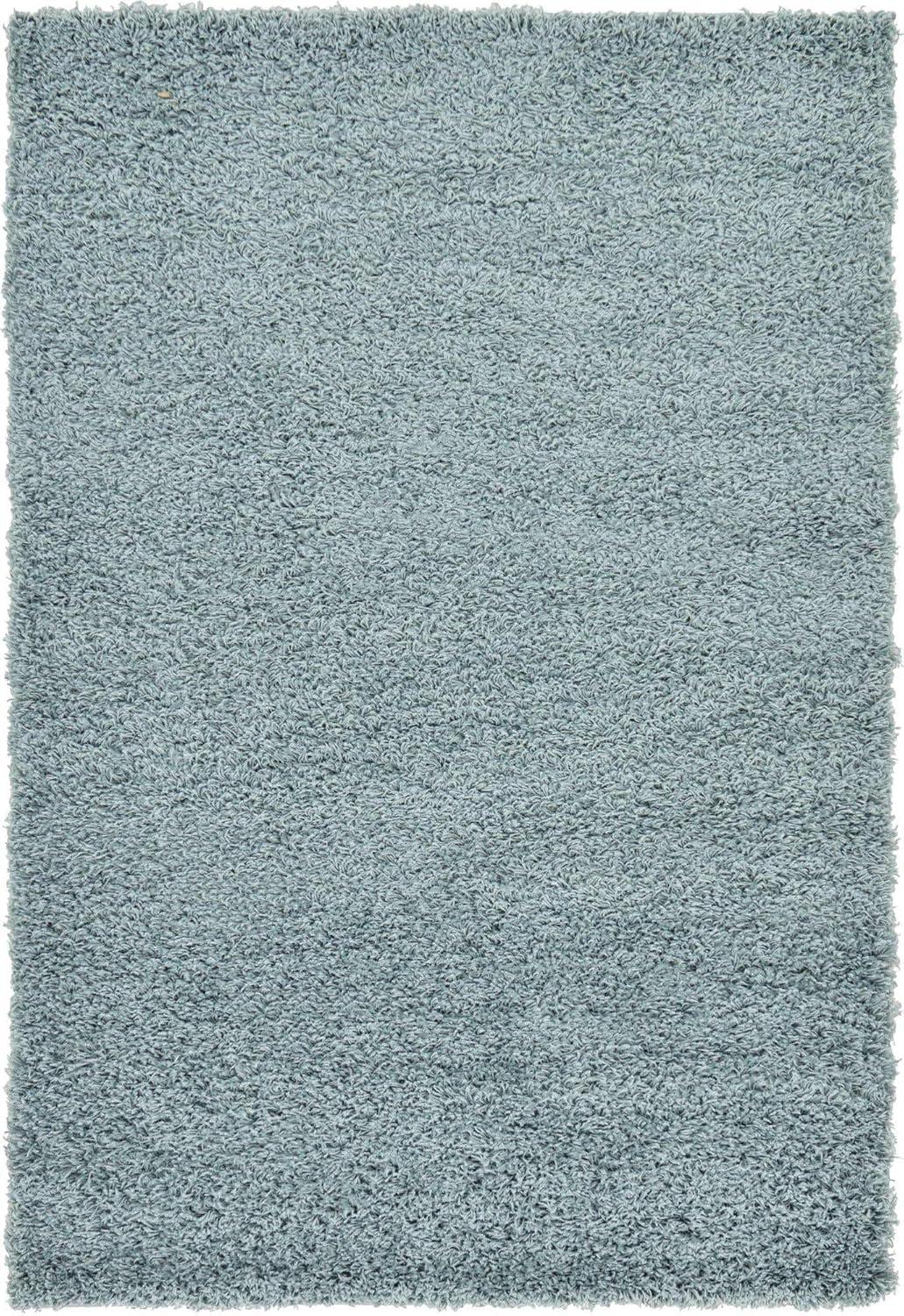 Unique Loom 4' 1 x 6' 1 Solid Shag Light Slate Blue Area Rug