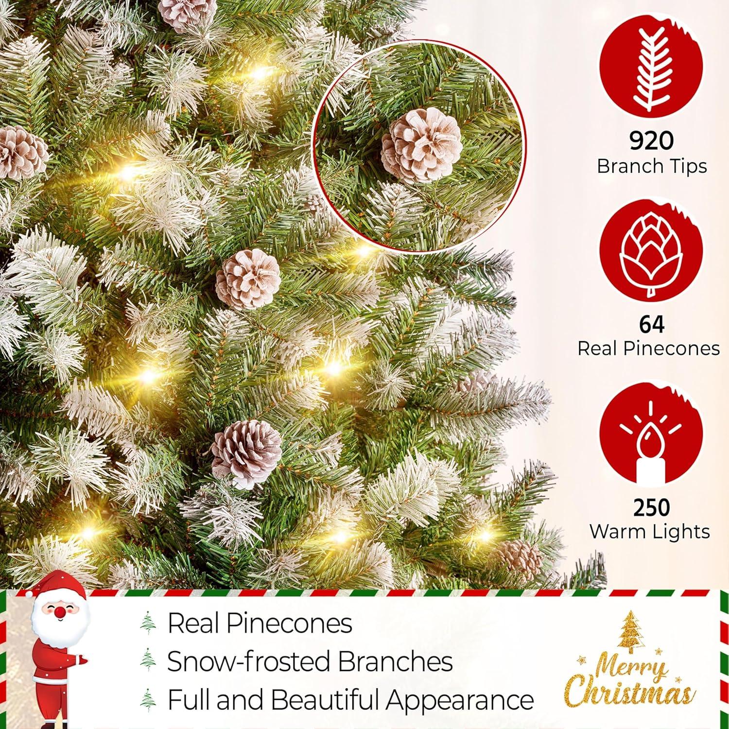 Pinecone-decorated Frosted Artificial Christmas Tree