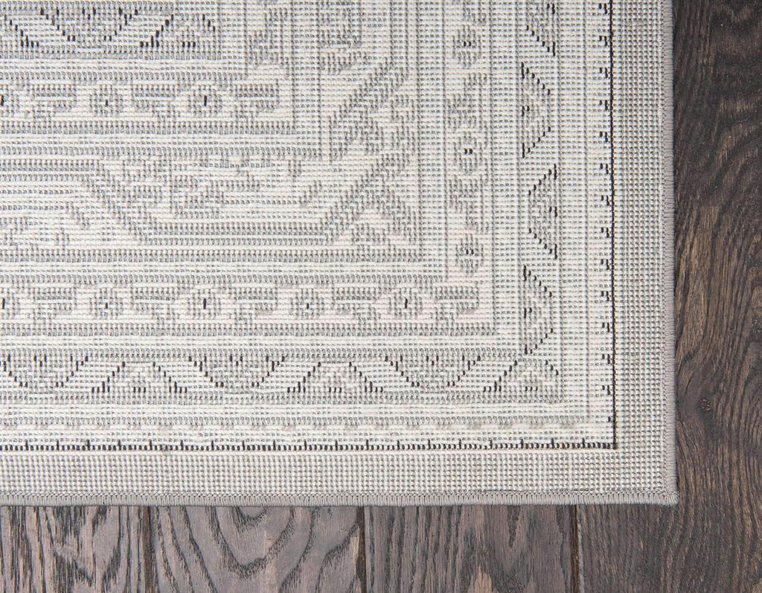 Gray Flat Woven Synthetic 9' x 12' Rectangular Area Rug