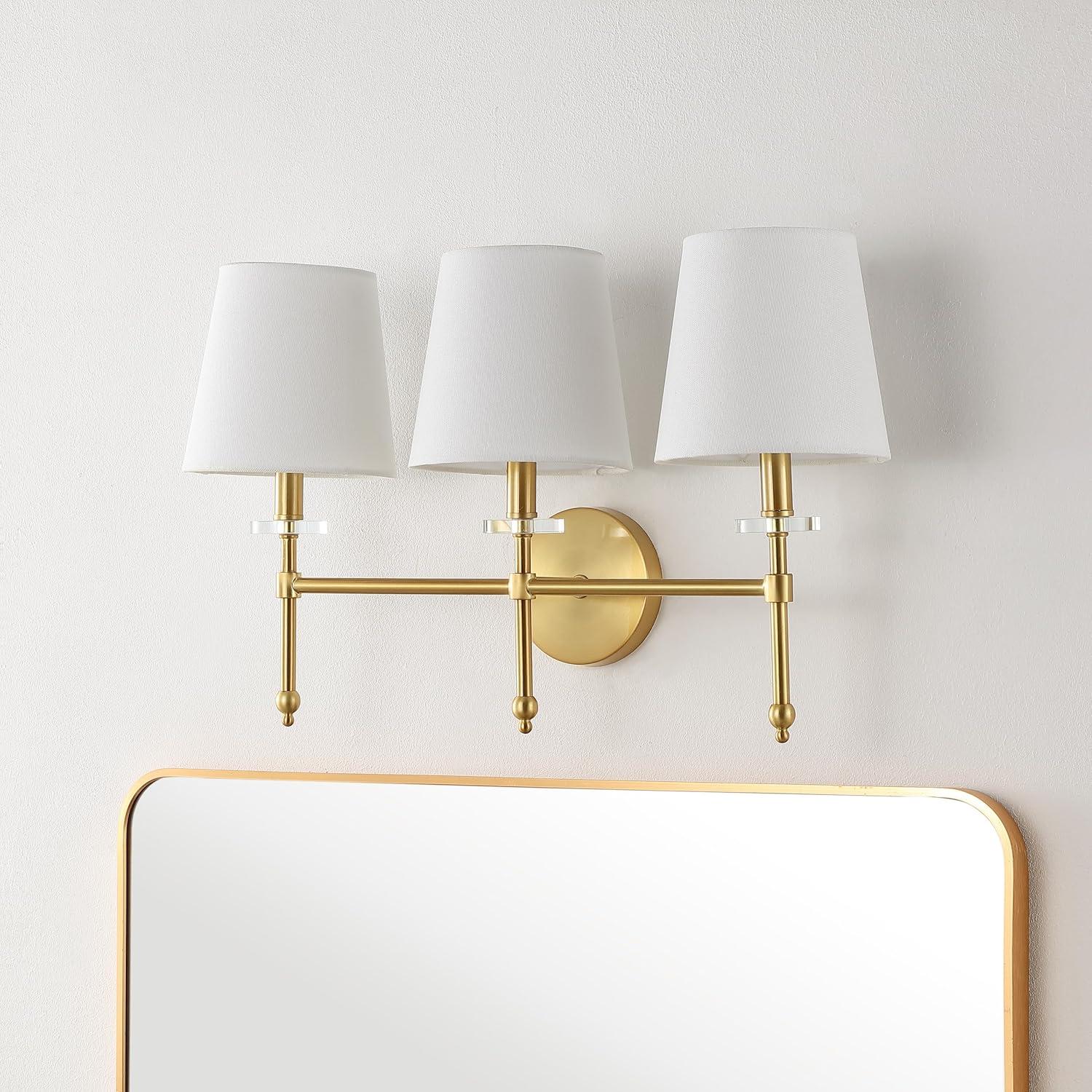 3-Light Brass Gold Modern Midcentury Vanity Light