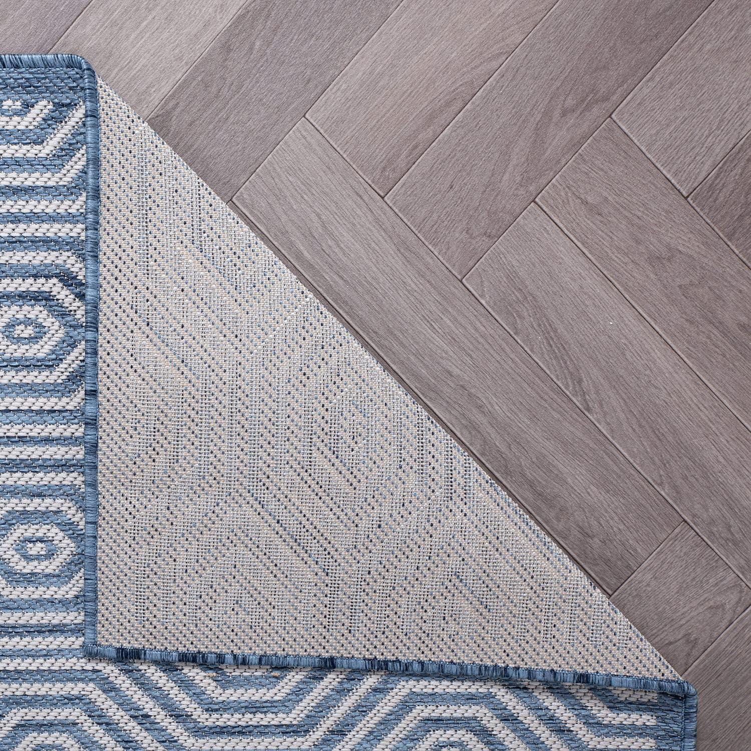 World Rug Gallery Modern Geometric Textured Flat Weave Indoor/Outdoor Area Rug - BLUE 2'x7'