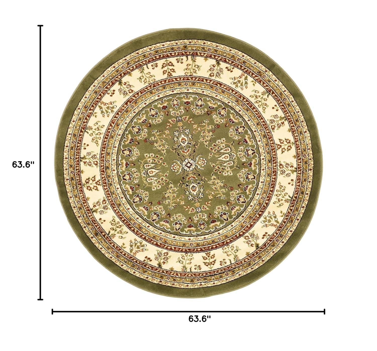 Lyndhurst Sarouk LNH331 Power Loomed Area Rug - Sage/Ivory - 5'3" Round - Safavieh