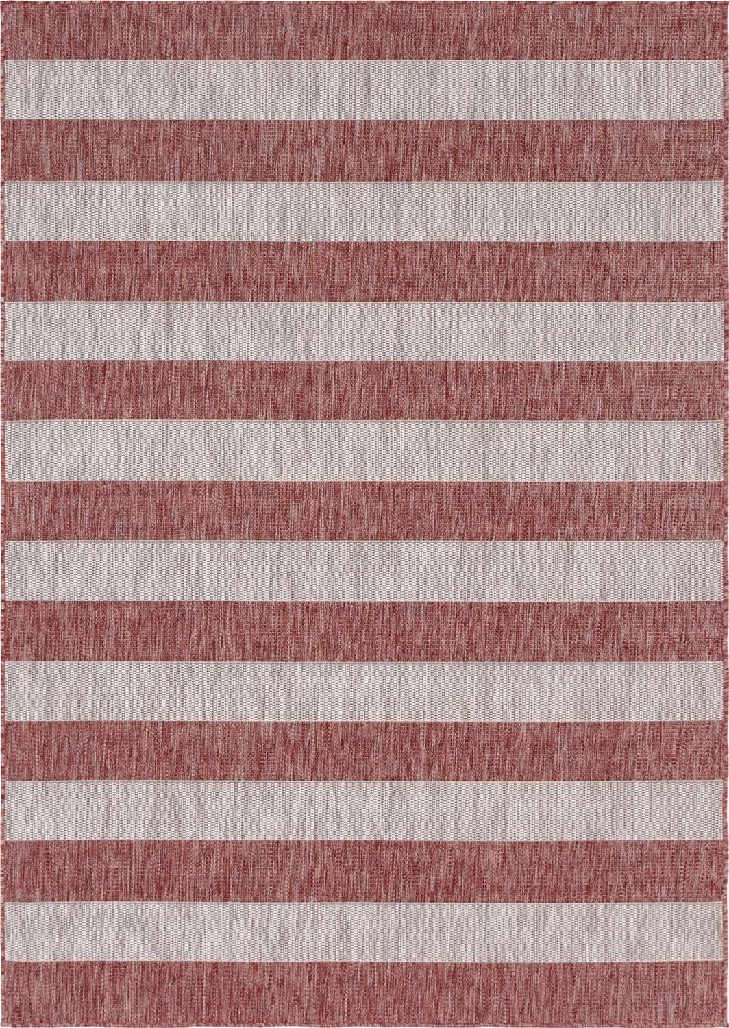 Unique Loom Outdoor Striped Distressed Stripe Striped Woven Area Rug