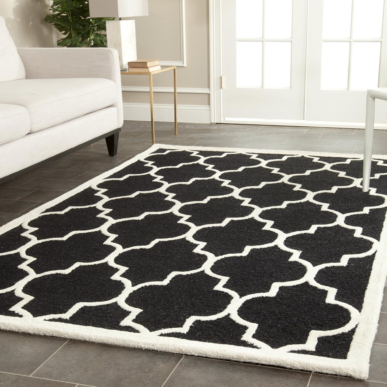Cambridge CAM134 Tufted Indoor Area Rug - Black/Ivory - 5'x8' - Safavieh