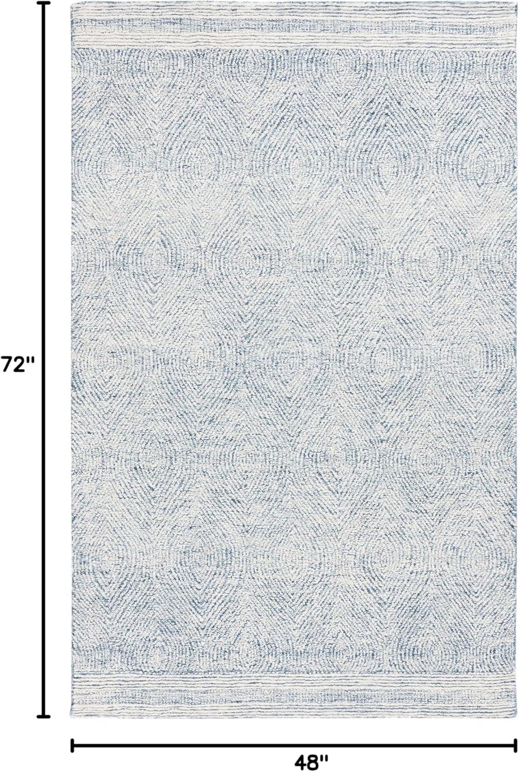 Abstract ABT340 Handmade Indoor Area Rug - Ivory/Navy - 4'x6' - Safavieh