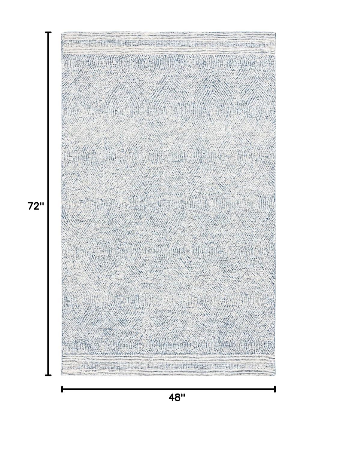 Abstract ABT340 Handmade Indoor Area Rug - Ivory/Navy - 4'x6' - Safavieh