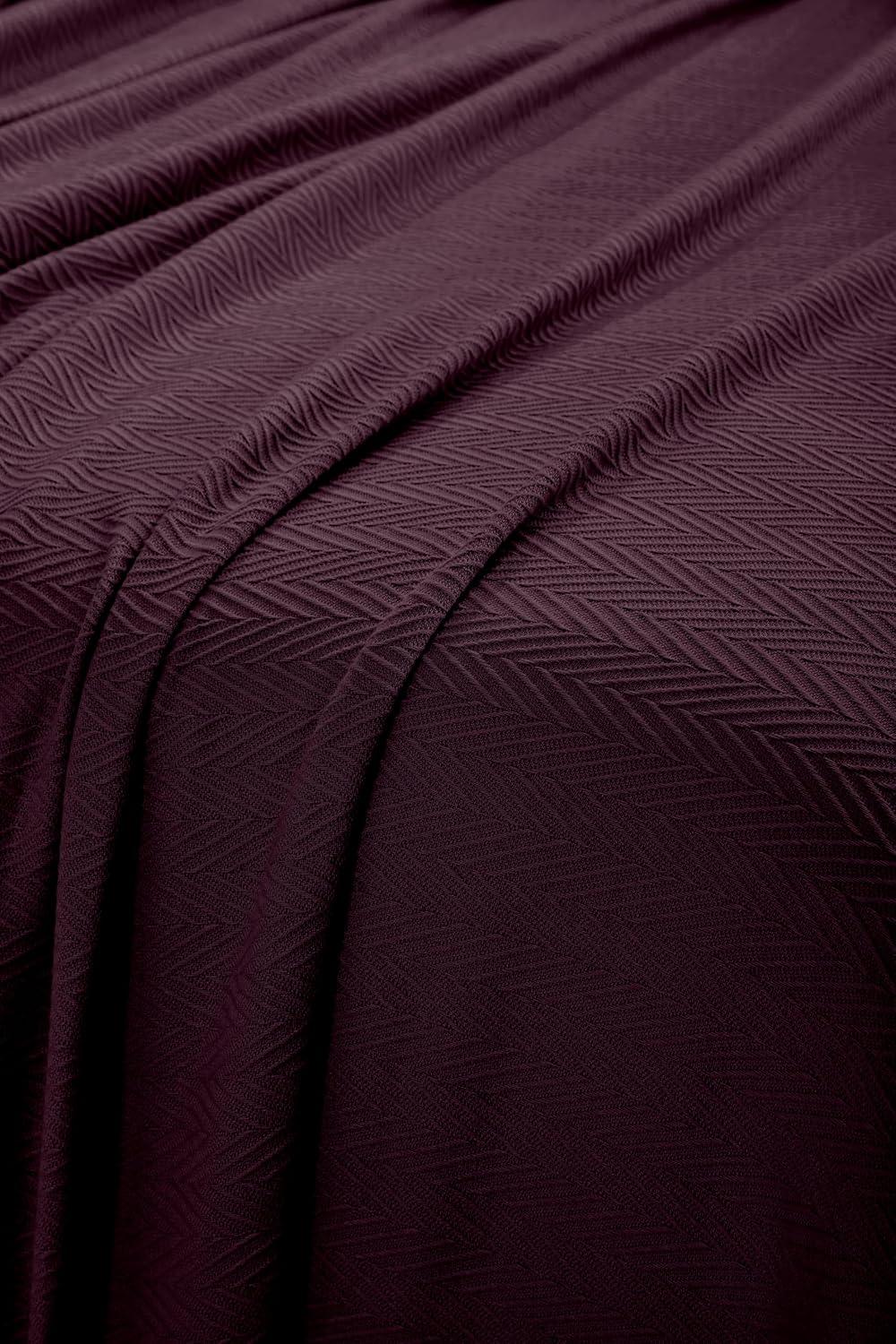 Superior Chevron All-Season Lightweight Cotton Blanket, Full/Queen, Plum