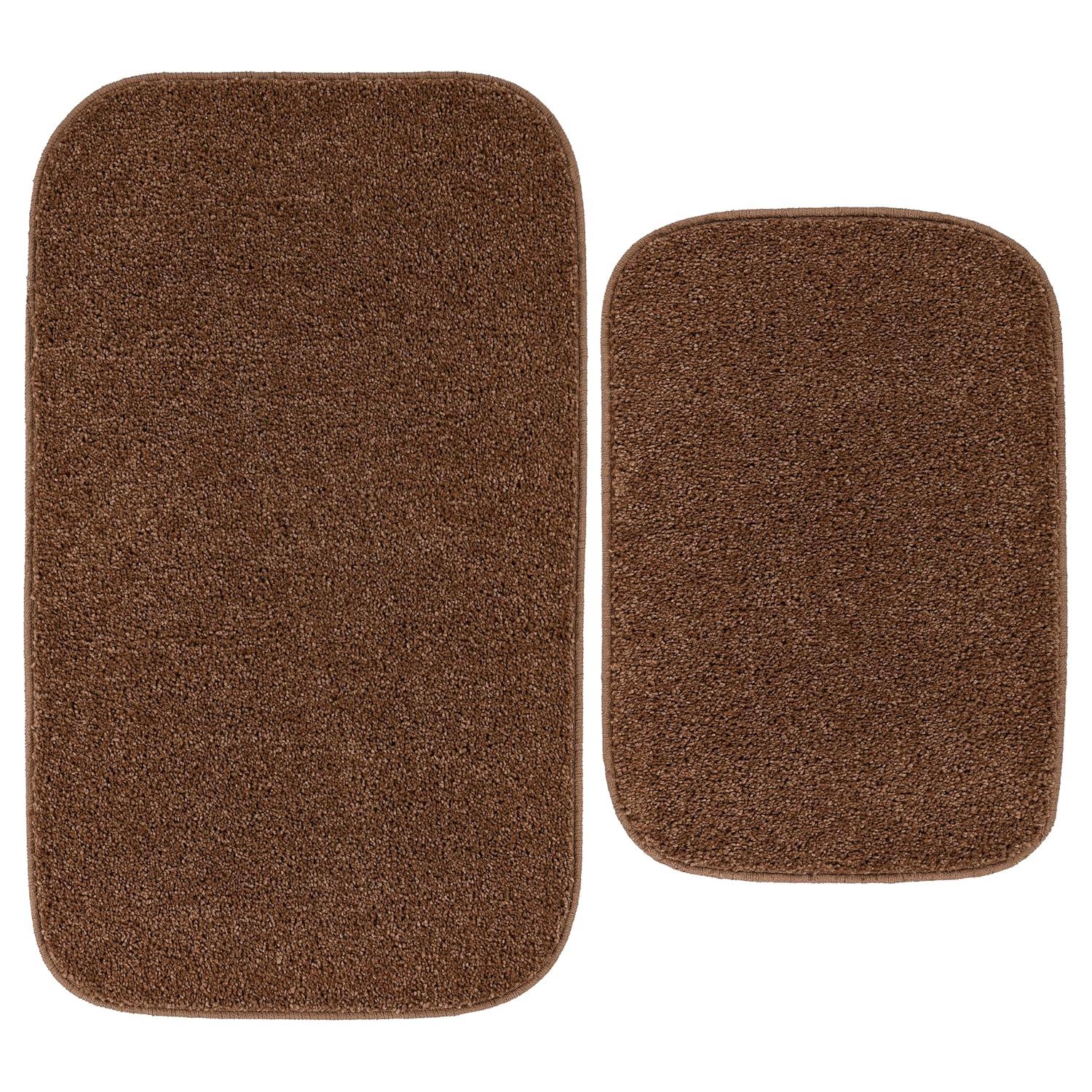 Garland Rug Gramercy Washable Bath Rug Set, 2 Piece (20"x34" & 17"x24") Cinnamon