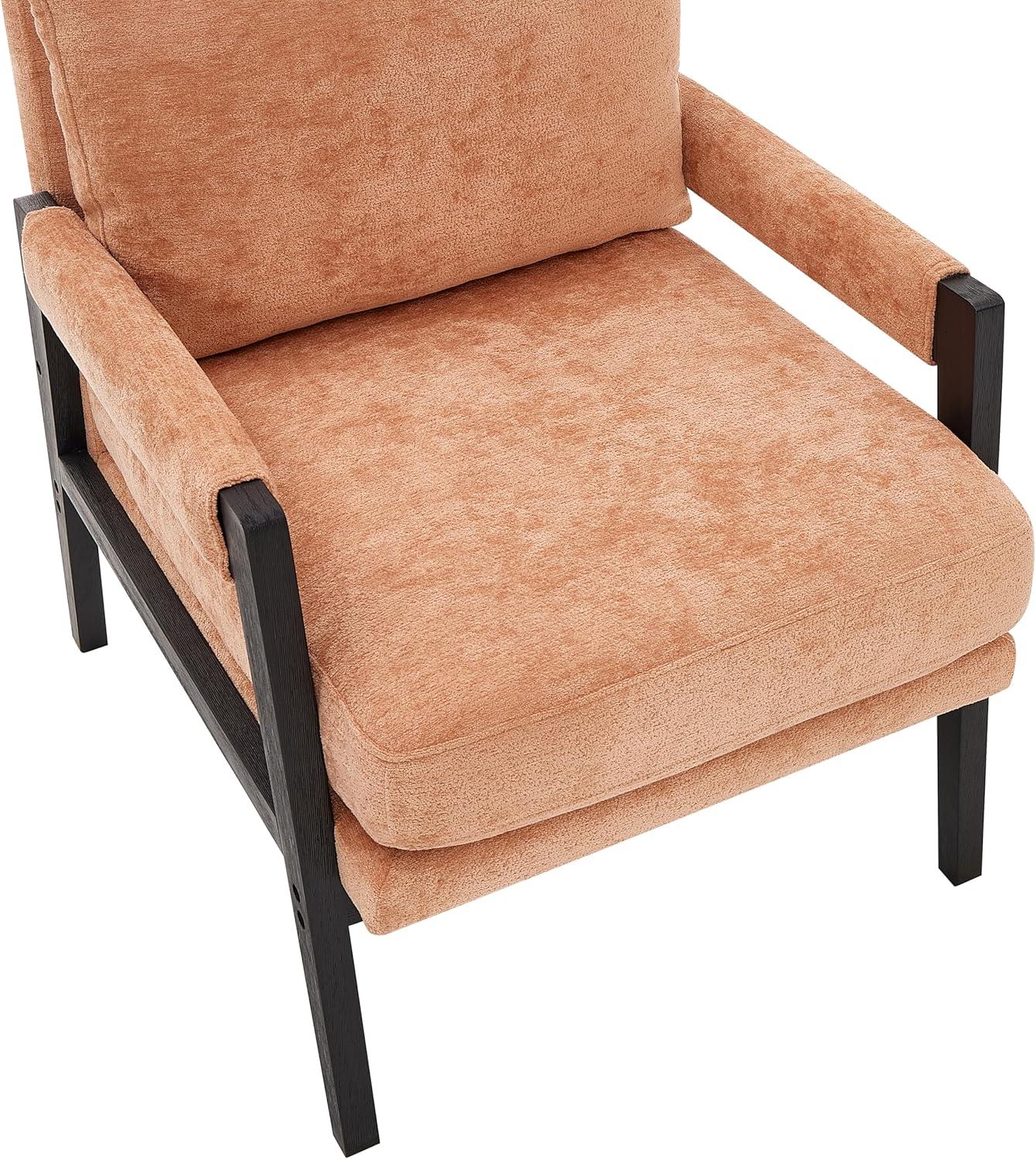 Roundhill Furniture Kelly Mid-Century Modern Chenille Upholstered Accent Armchair Orange
