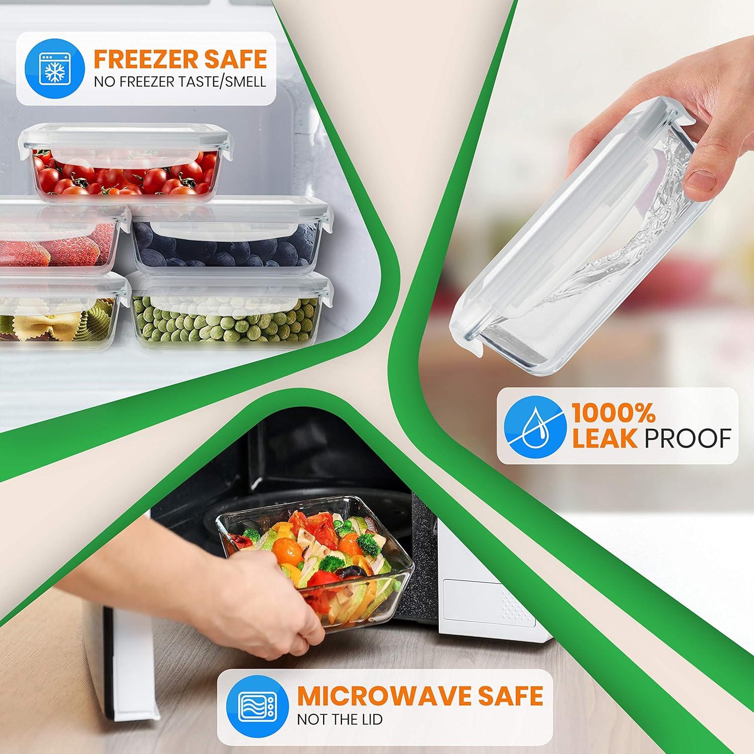 Clear Borosilicate Glass Meal Prep Containers with Flip Top Lids