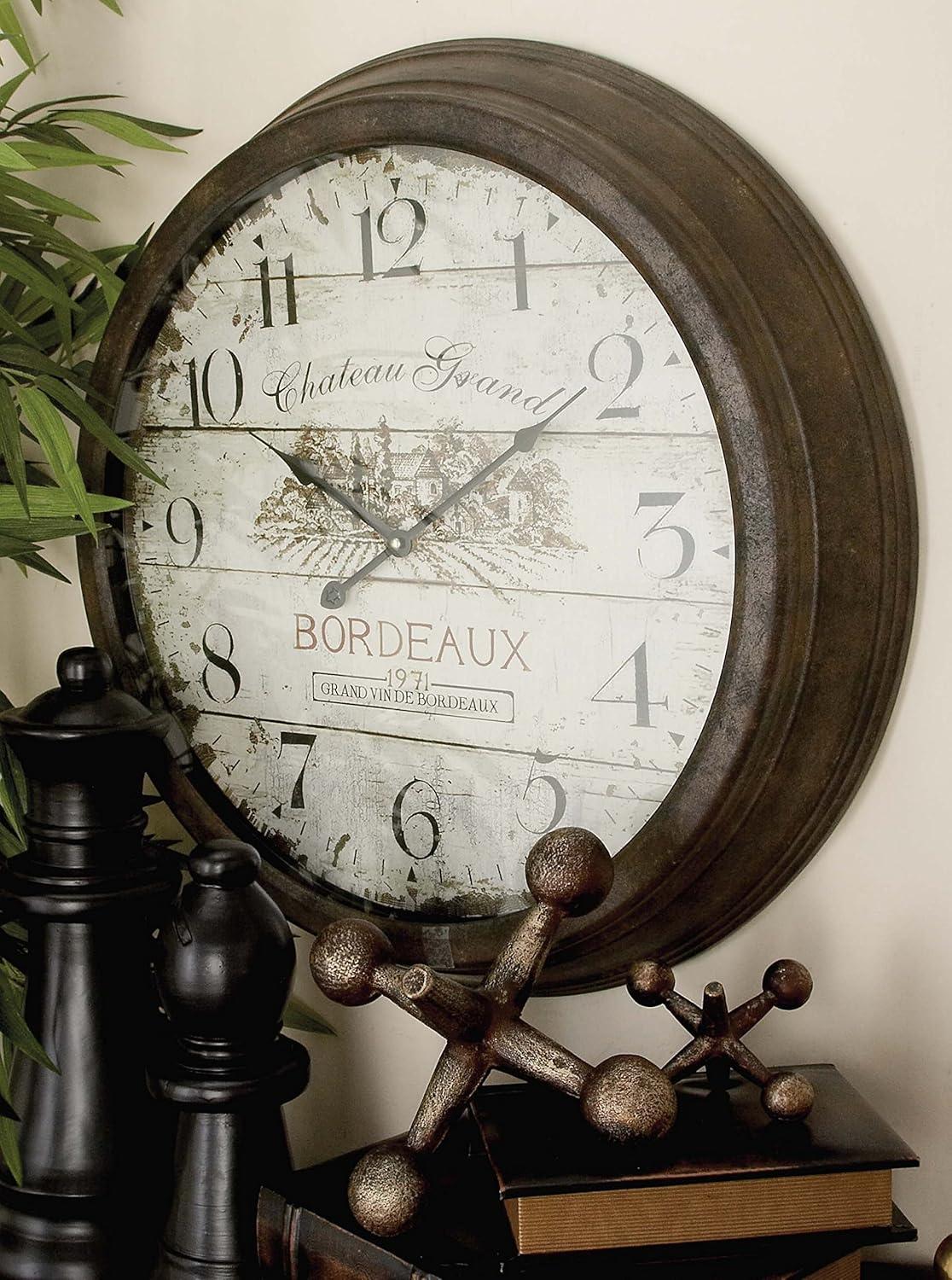 Metal Wall Clock with Bordeaux Brown - Olivia & May