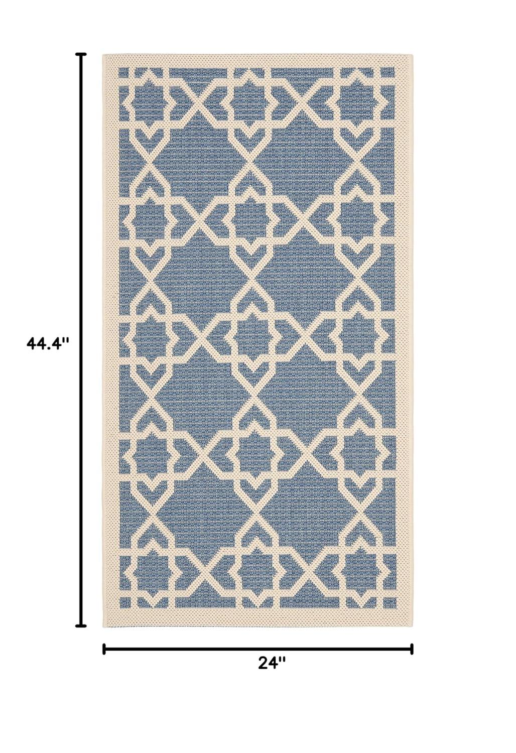 Courtyard CY6032 Power Loomed Indoor and Outdoor Accent Rug - Blue/Beige - 2'x3'7" - Safavieh