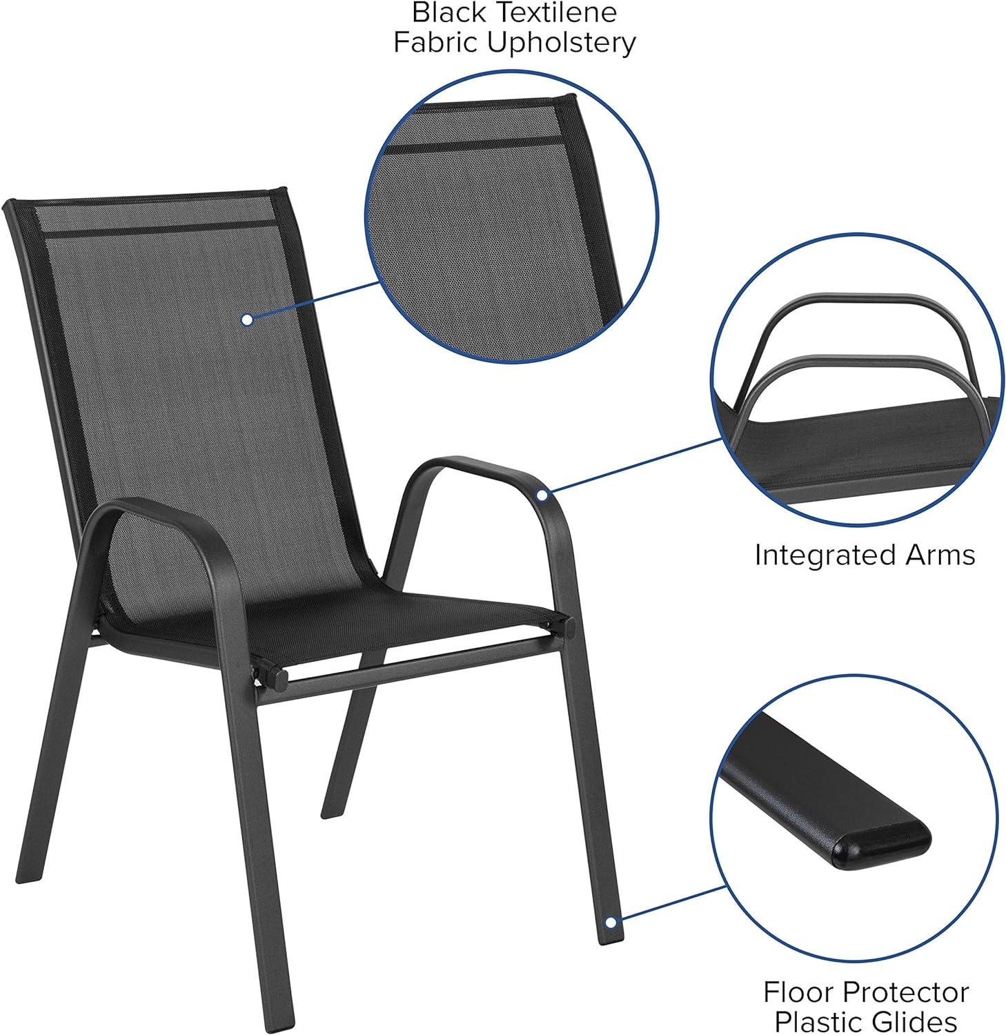 Black Outdoor Stackable Patio Chair with Flex Comfort Material