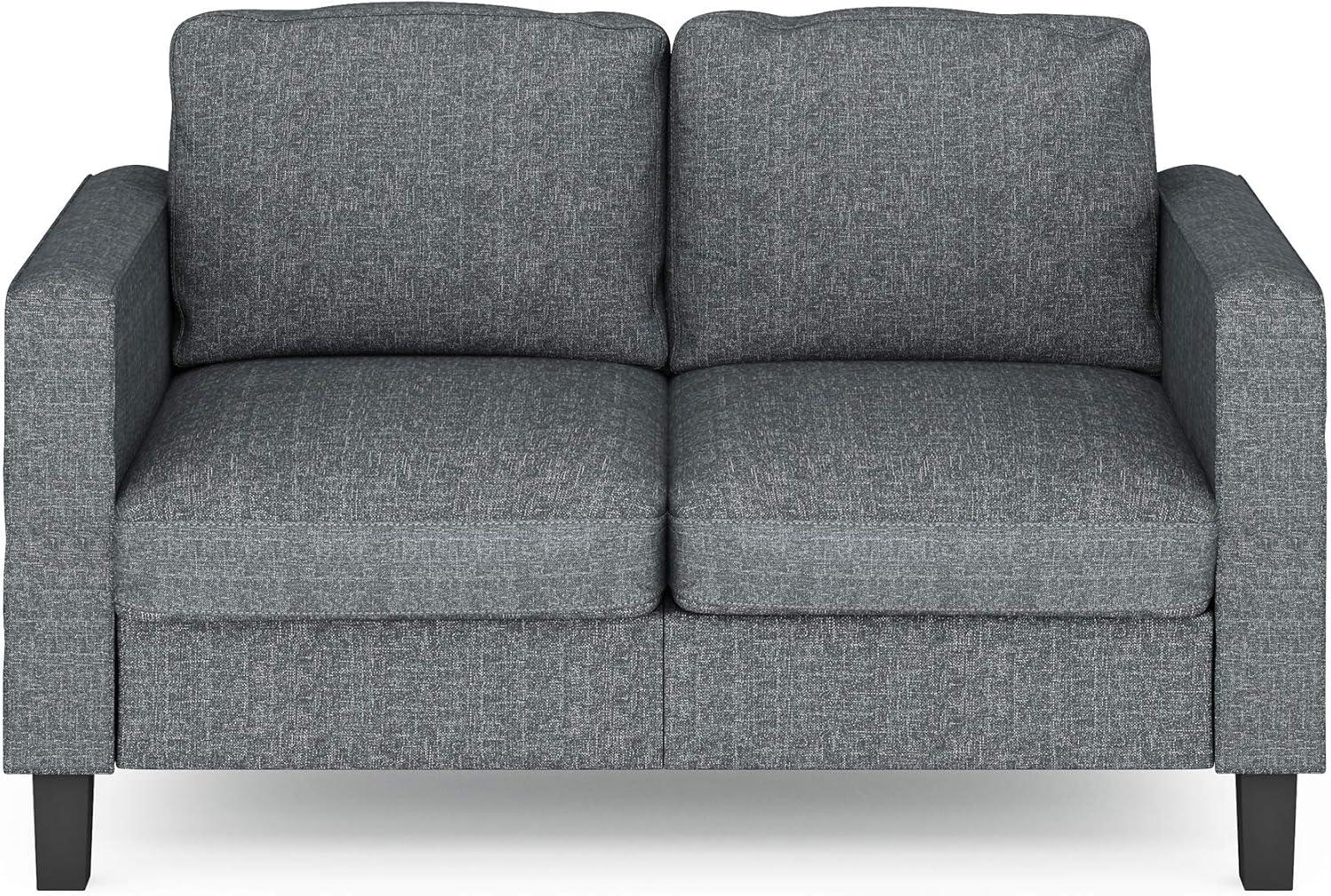 Furinno Bayonne Modern Upholstered Loveseat, Gunmetal