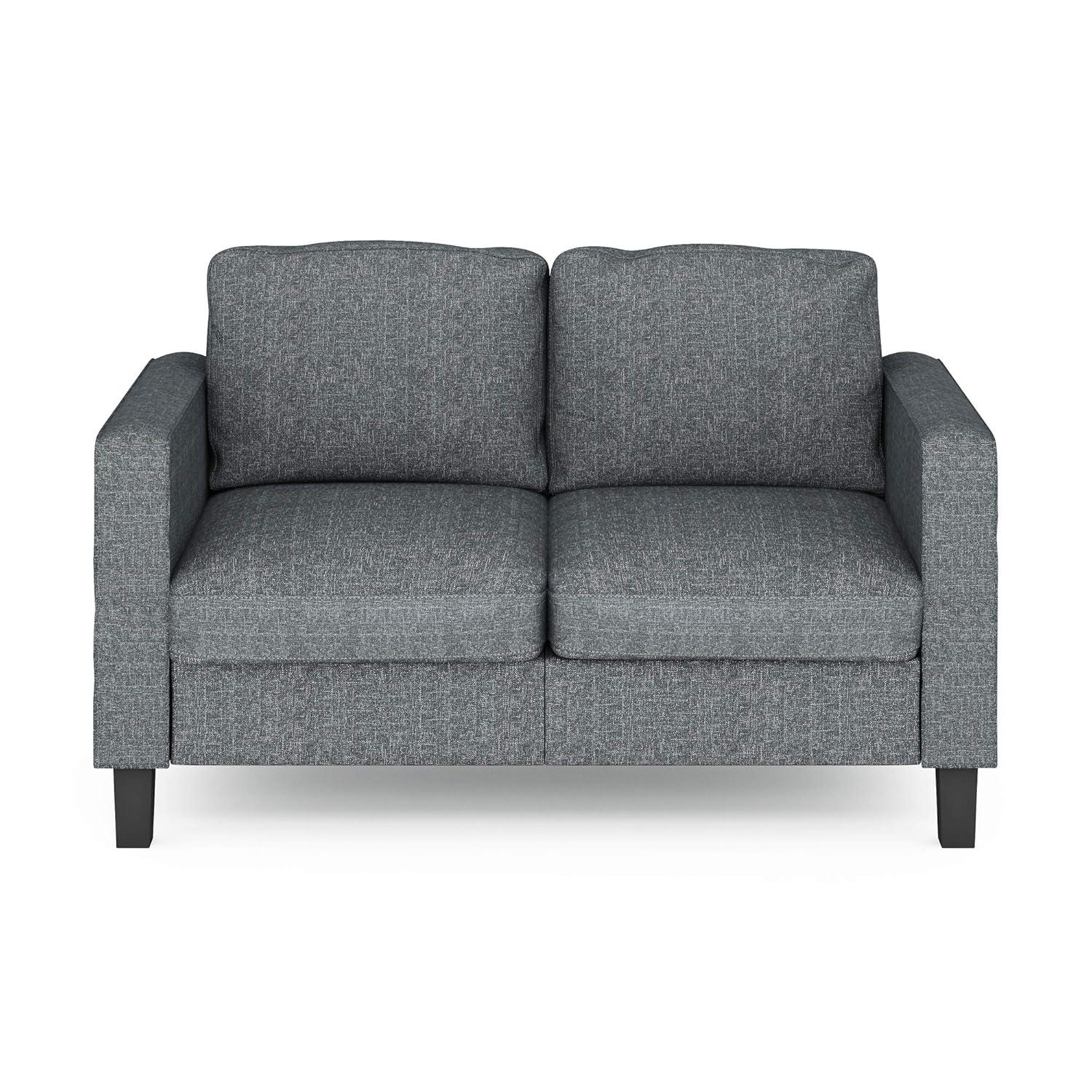 Furinno Bayonne Modern Upholstered Loveseat, Gunmetal