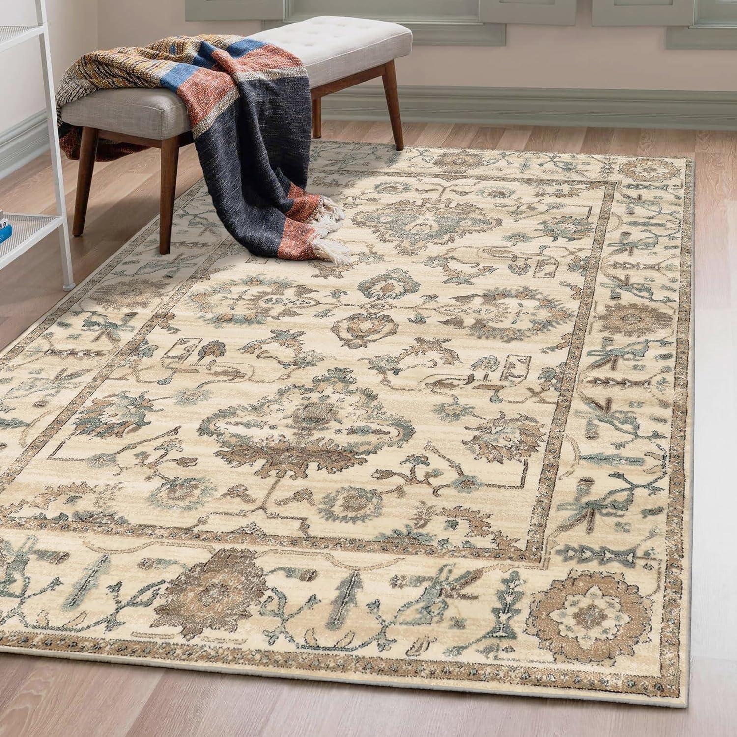 Colosseo Bone 5'3" x 7'3" Reversible Synthetic Area Rug