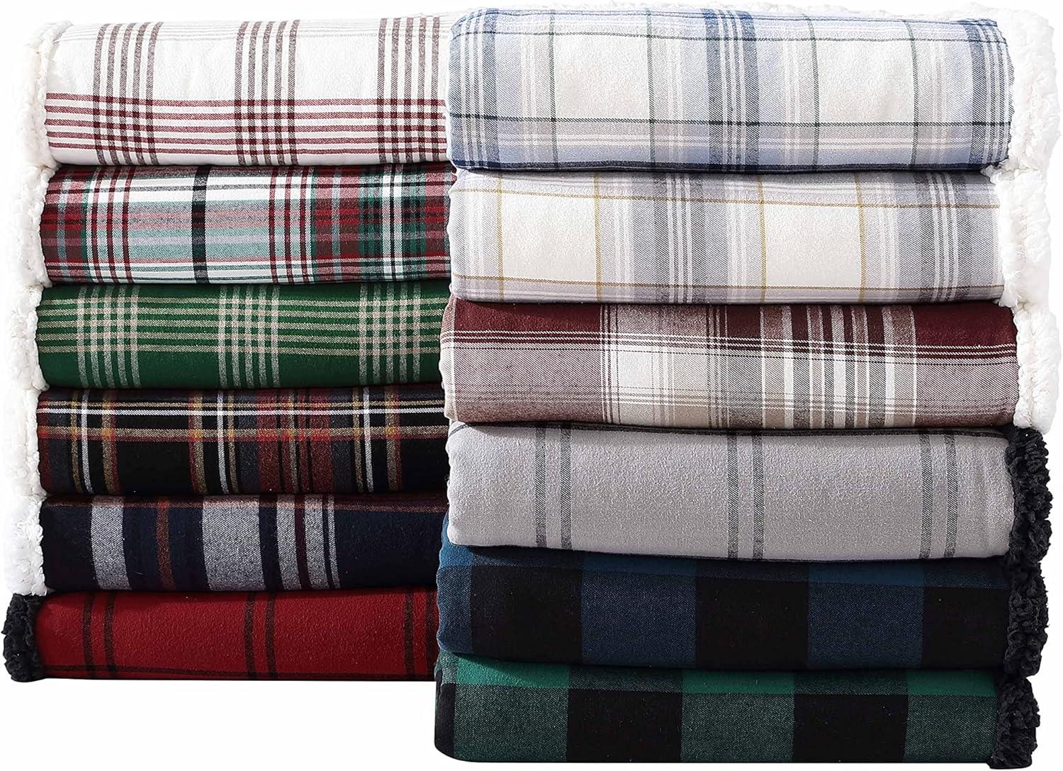 50"x60" Trailhead Plaid Reversible Throw Blanket Red - Eddie Bauer: Cozy Fleece, Machine Washable