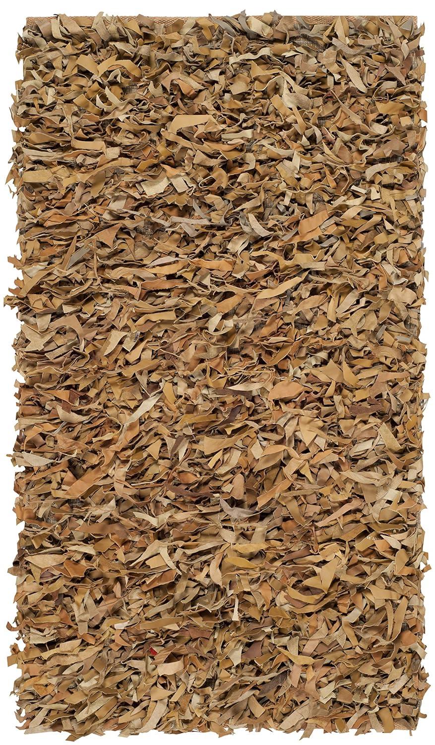 SAFAVIEH Mariam Leather Shag Area Rug, White, 2'3" x 4'