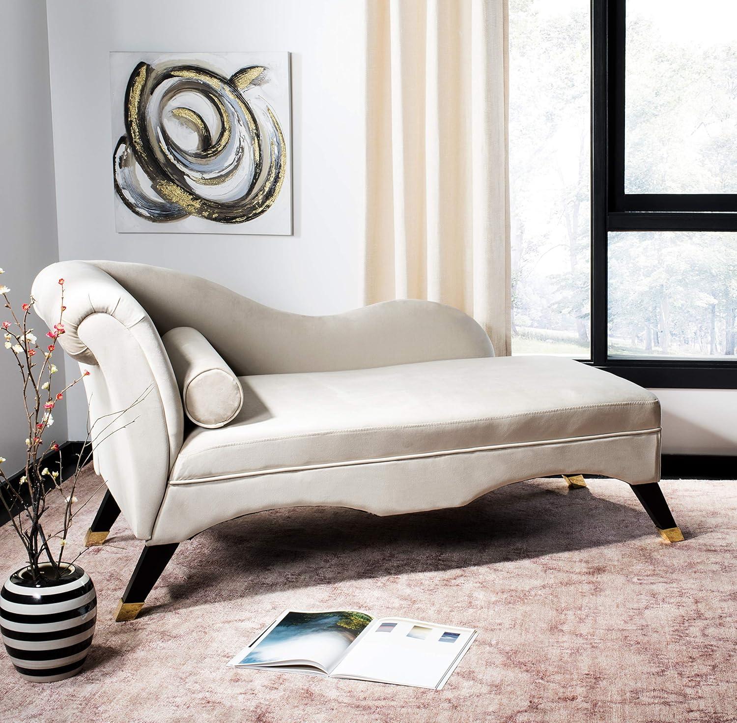 Caiden Chaise - FOX6284 - Tan/Black - Safavieh