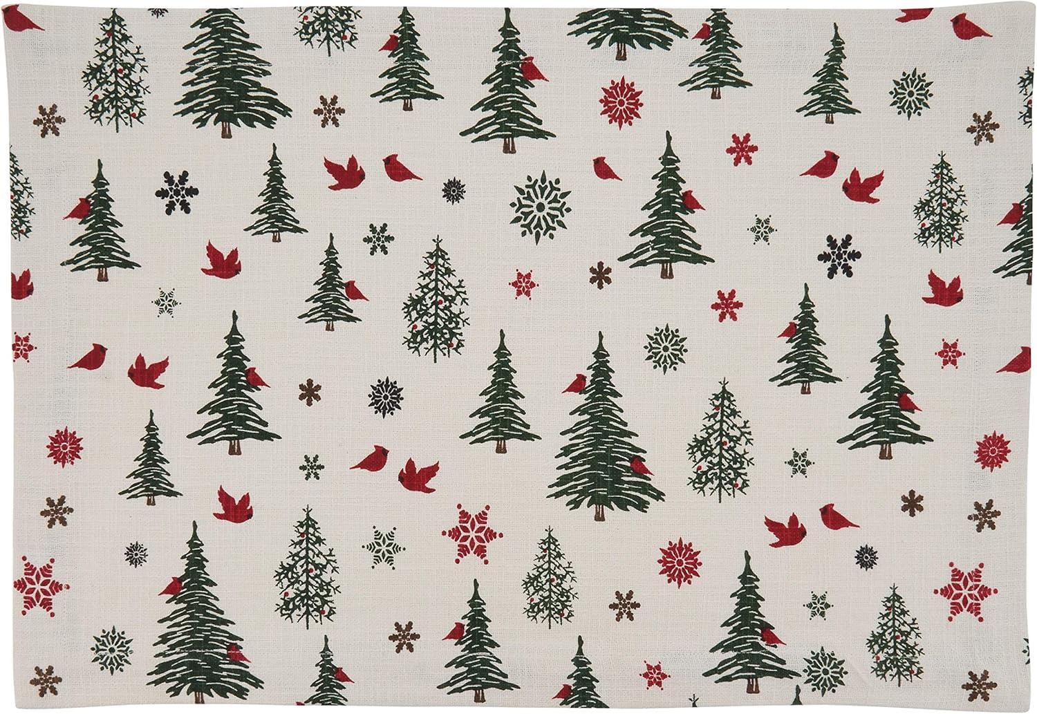 Ivory Christmas Tree & Snowflakes Holiday Placemats Set of 4