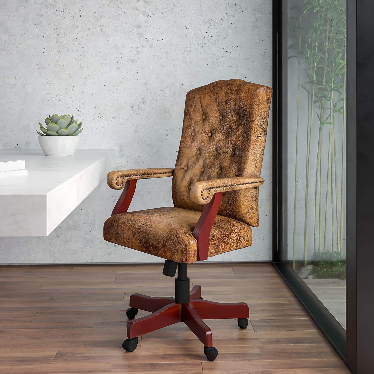 Flash Furniture Farmhouse High-Back Tufted Executive Swivel Office Chair with Arms