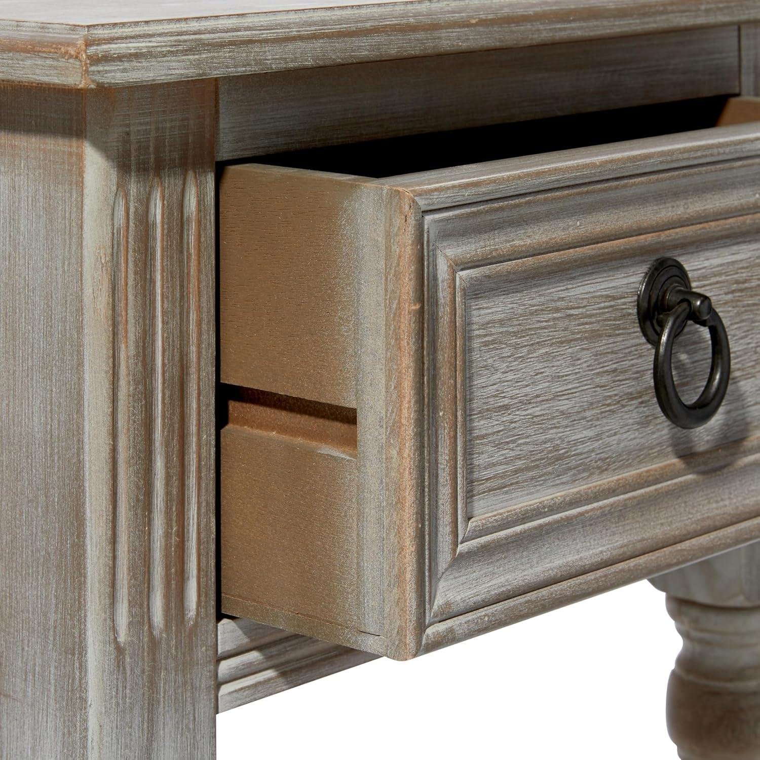 Rustic Country Wood Accent Table - Olivia & May: French Style, Tall End Table for Living Room with Drawer