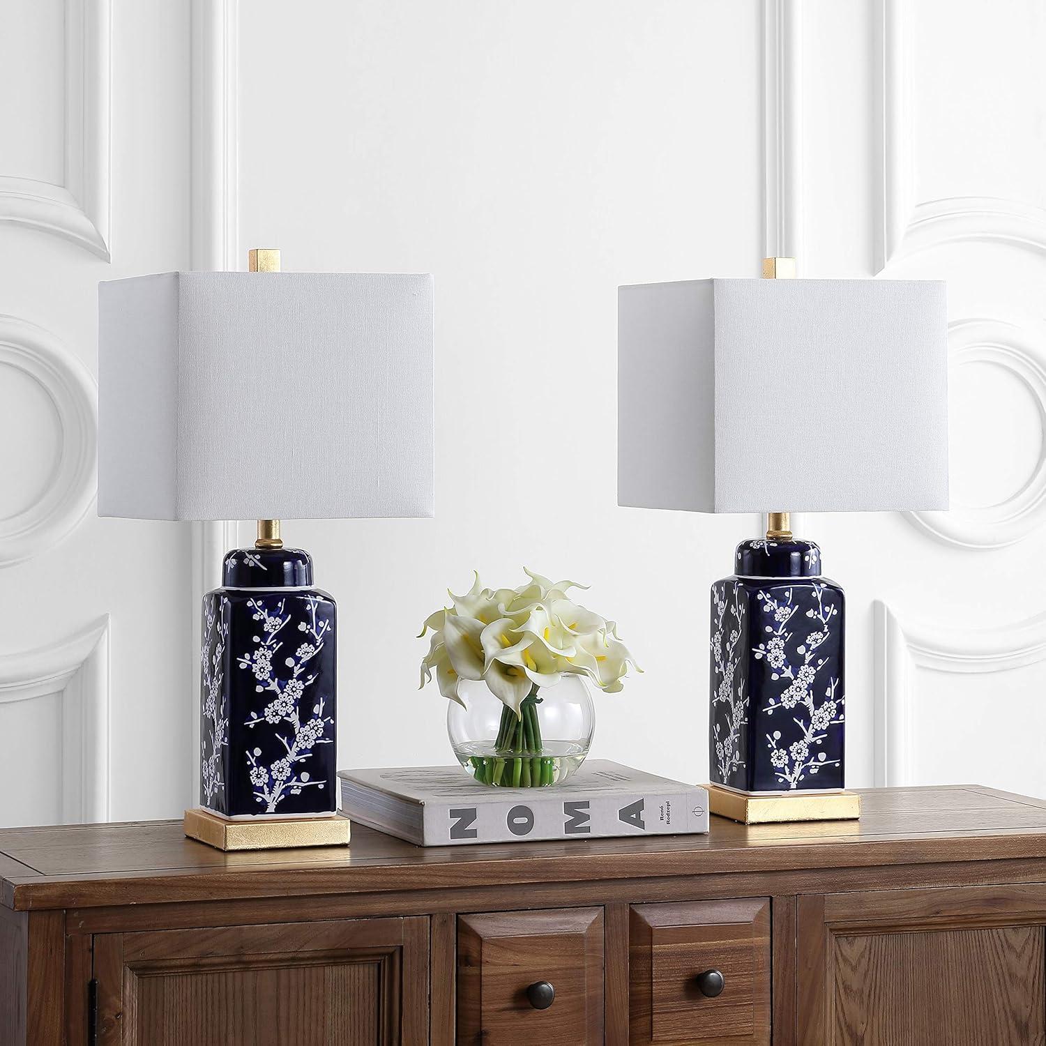 Pilar Table Lamp (Set of 2) - Navy/White - Safavieh.