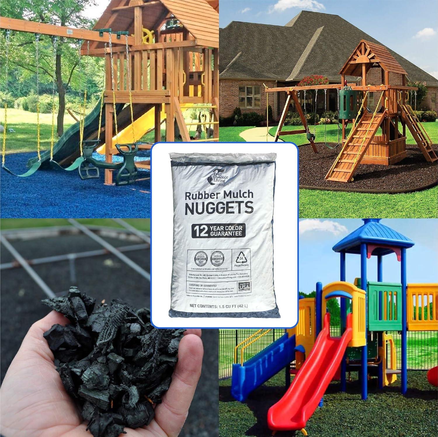 NuPlay Rubber Nugget Playground Protective Flooring Gyms, Swing Set Play Areas, 1 Pack, Black - 25Lbs