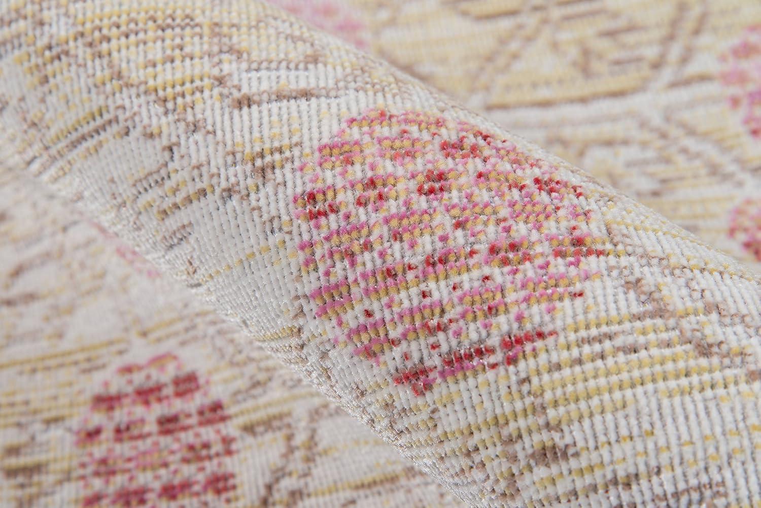 4'x6' Floral Loomed Area Rug Pink - Momeni: Modern Botanical Design, Low Pile, Polyester, Indoor Use
