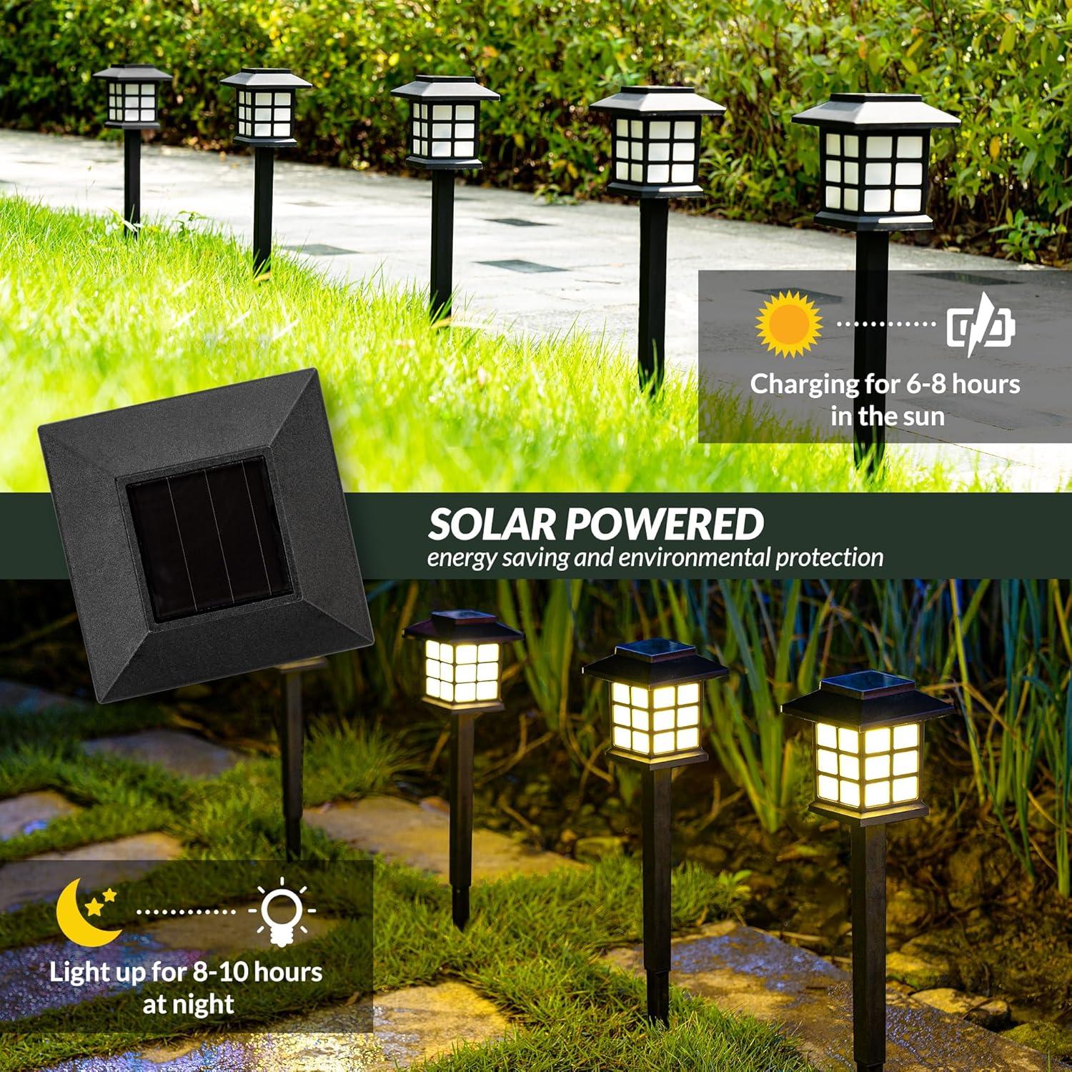 Solpex Solar Outdoor Lights,12 Pack Solar Path Lights, Solar Walkway Lights Outdoor, Solar Garden Lights, Solar Pathway Lights Outdoor Waterproof for Garden, Yard, Landscape and Driveway(Warm White 12PACK