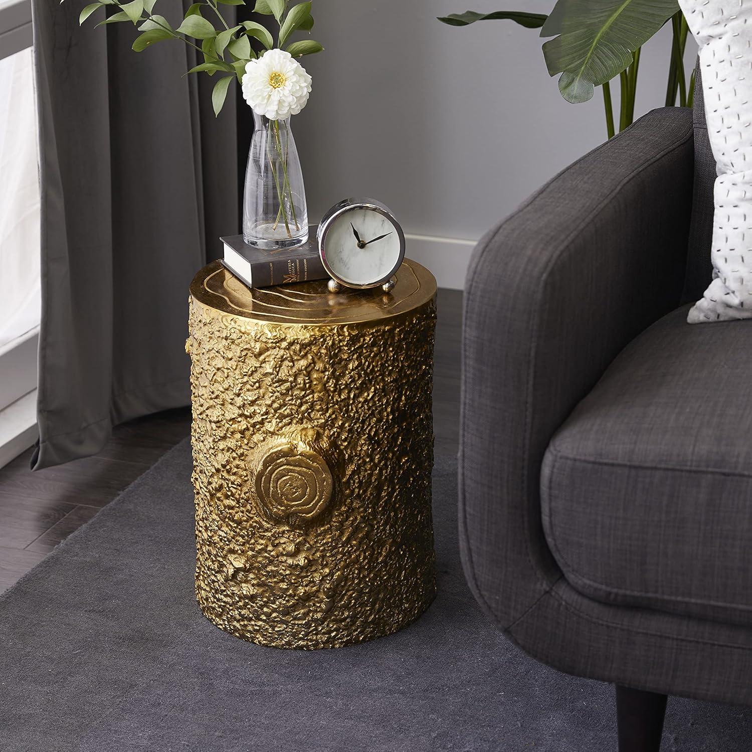 Gold Textured Aluminum Round Accent Table