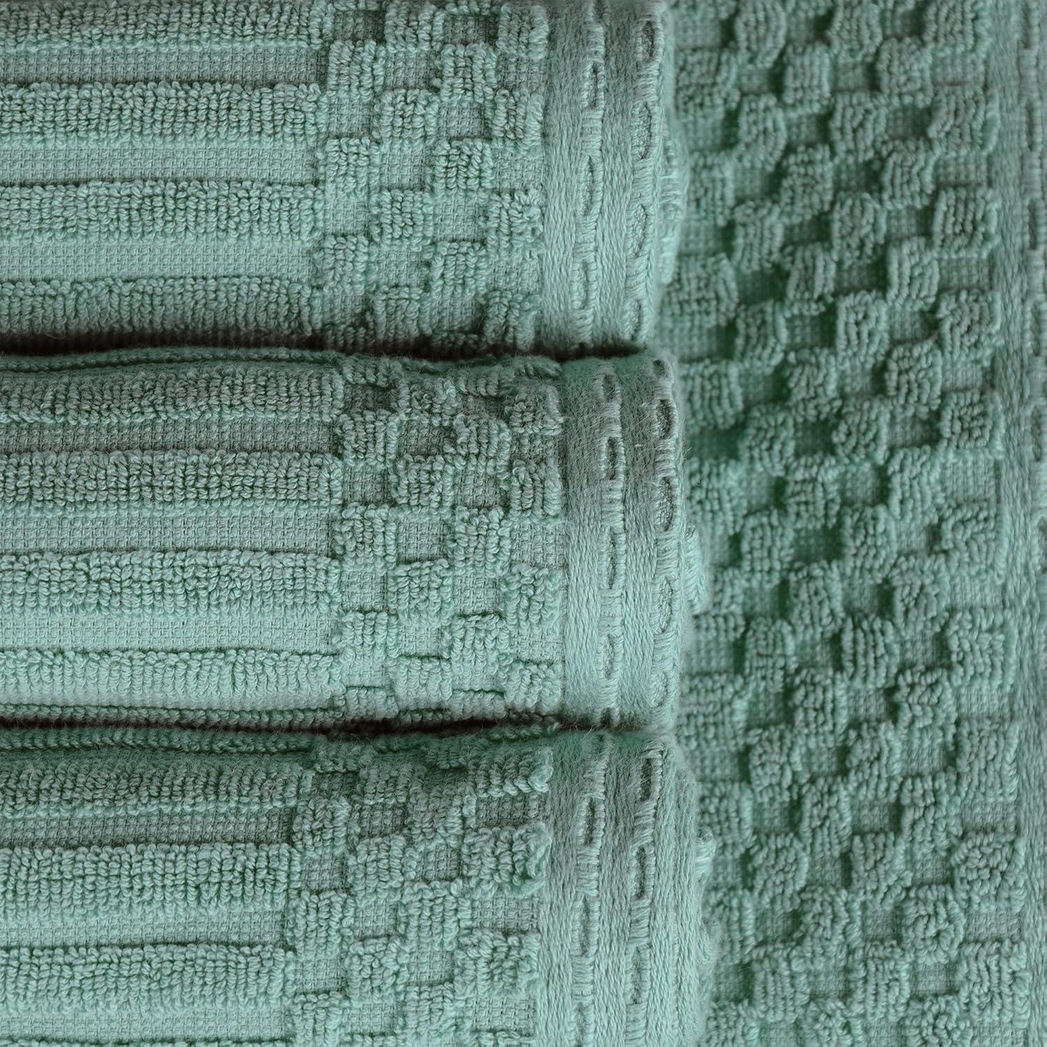 Basil Green Cotton Ribbed 8-Piece Towel Set