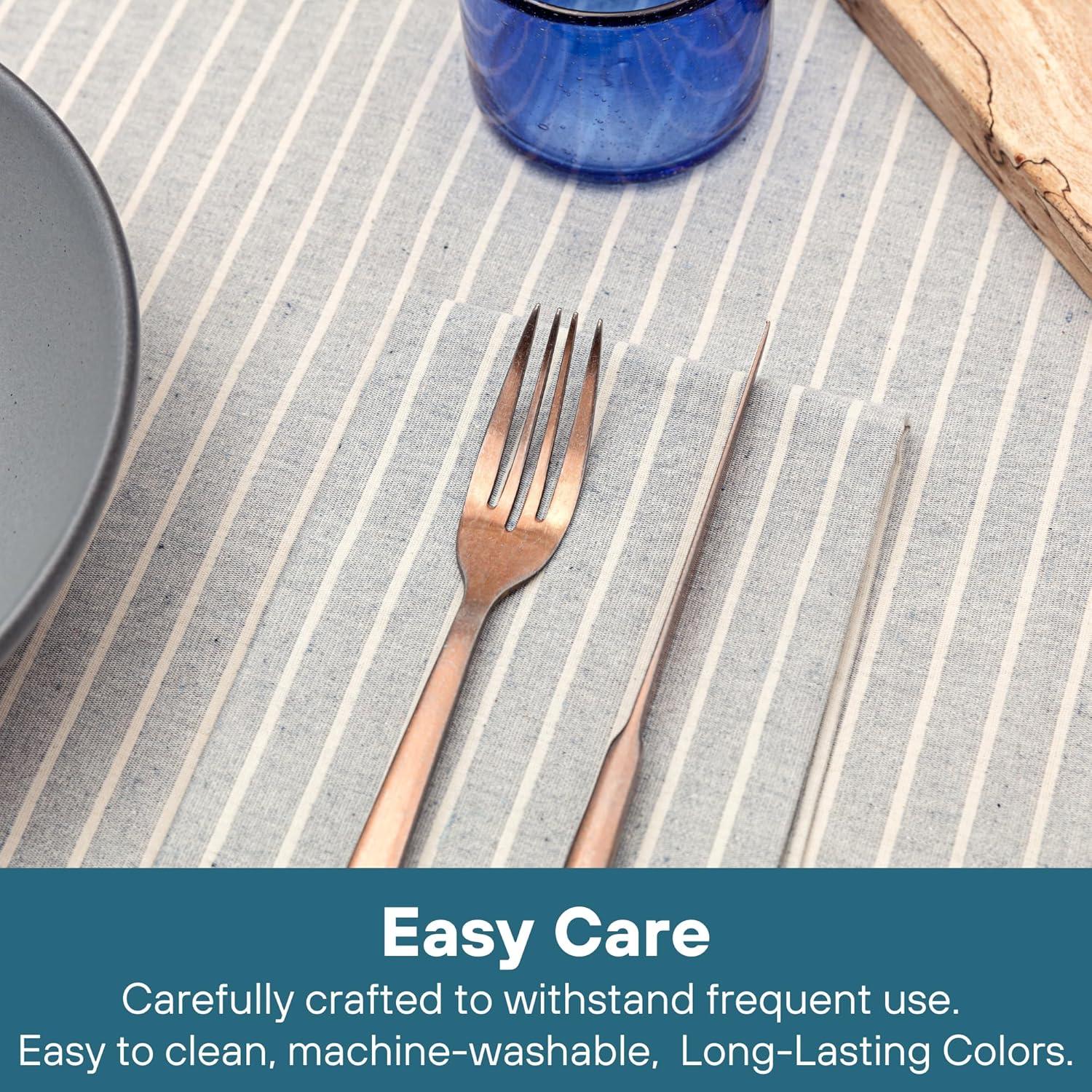 Meema Cloth Napkins Set of 4 Cotton, Striped Grey, Dinner Linen Christmas Napkins Washable- Table Christmas Gifts