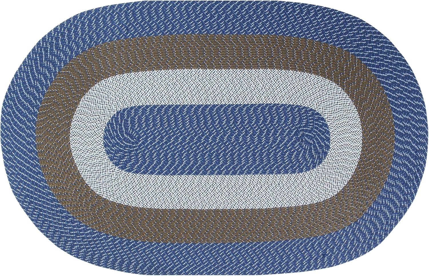 Chambray Stripe Oval Braided Reversible Rug 42" x 66"