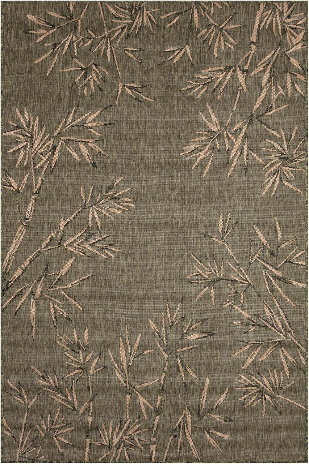 Liora Manne Carmel Bamboo Border Indoor/Outdoor Rug Green 4'10" x 7'6"