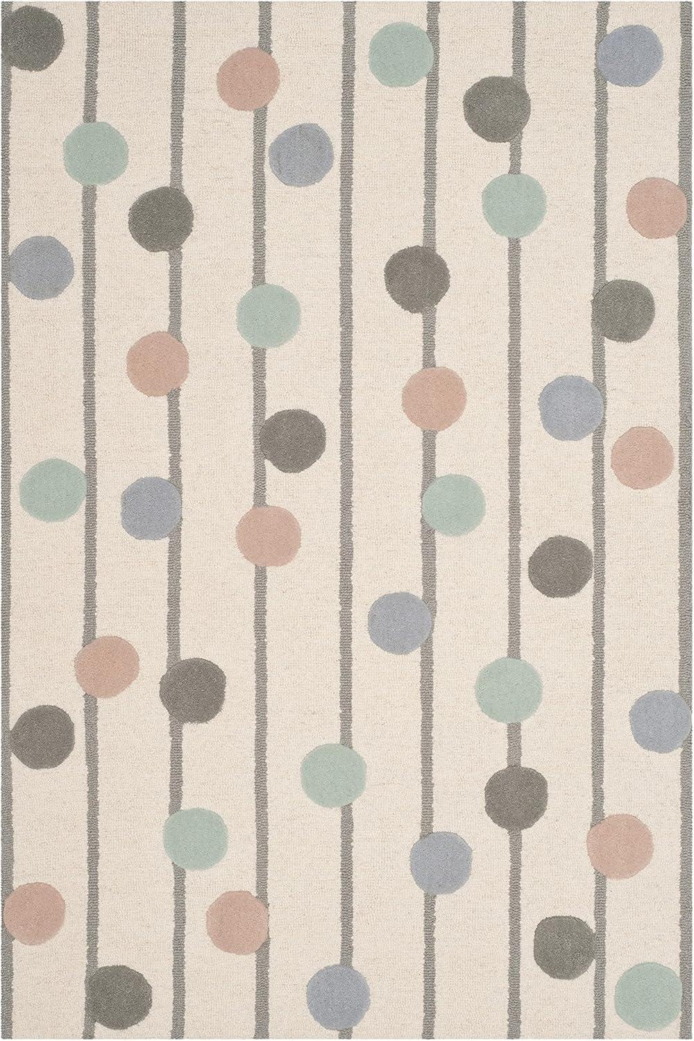 Ivory Whimsy 3' x 5' Hand-Tufted Wool Kids' Playroom Rug