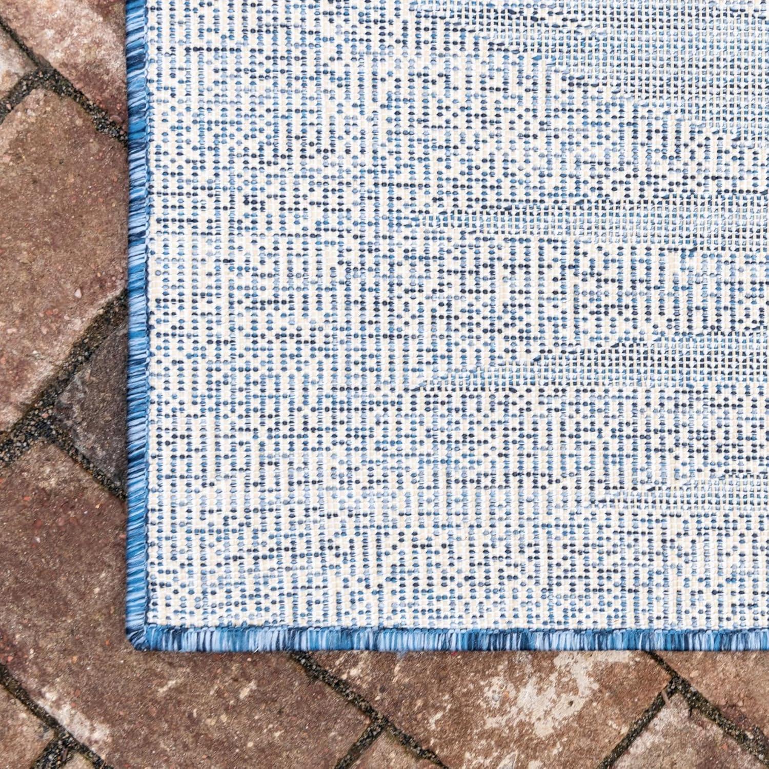 Unique Loom Outdoor Botanical Collection Area Rug - Palm (6' 1" x 9' Rectangle, Blue/ Navy Blue)
