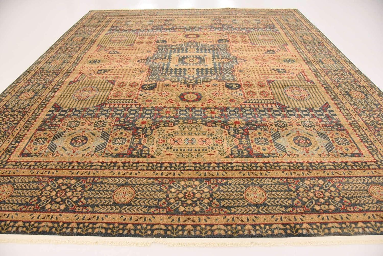 Unique Loom Palace Collection Area Rug (10'Square, Brown/ Light Blue)