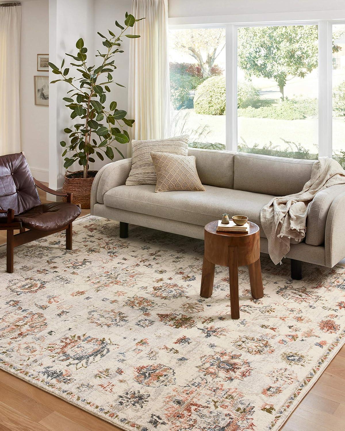 Ivory Round Easy-Care Synthetic Area Rug 3'-9"