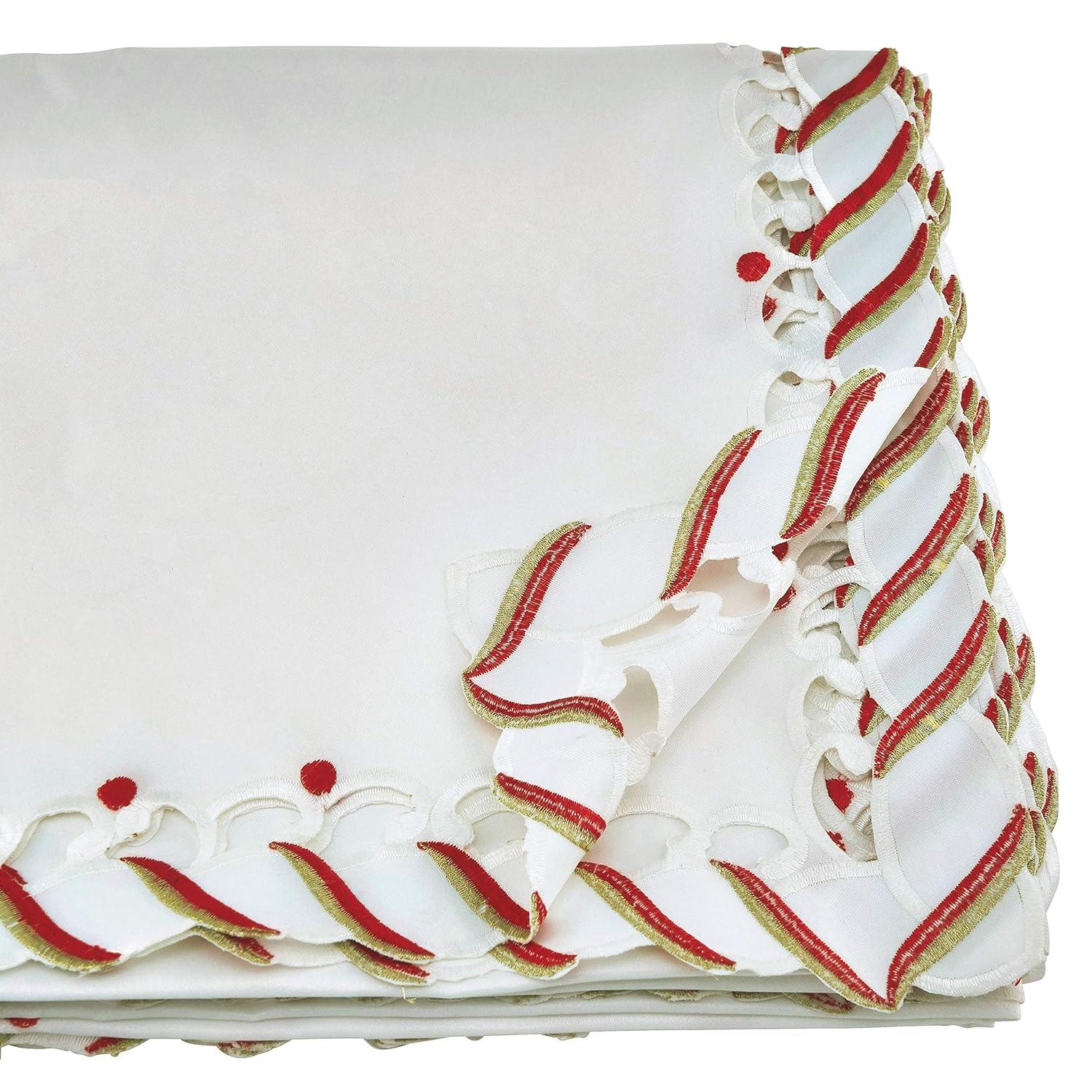 Saro Bonbon Striped Christmas Tablecloth