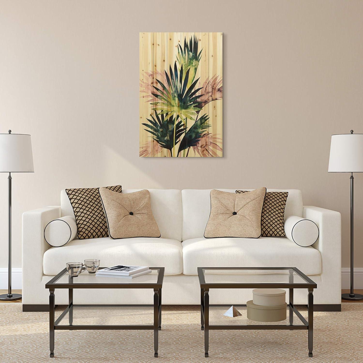 Twilight Palms Multicolor Fir Wood Wall Art Print