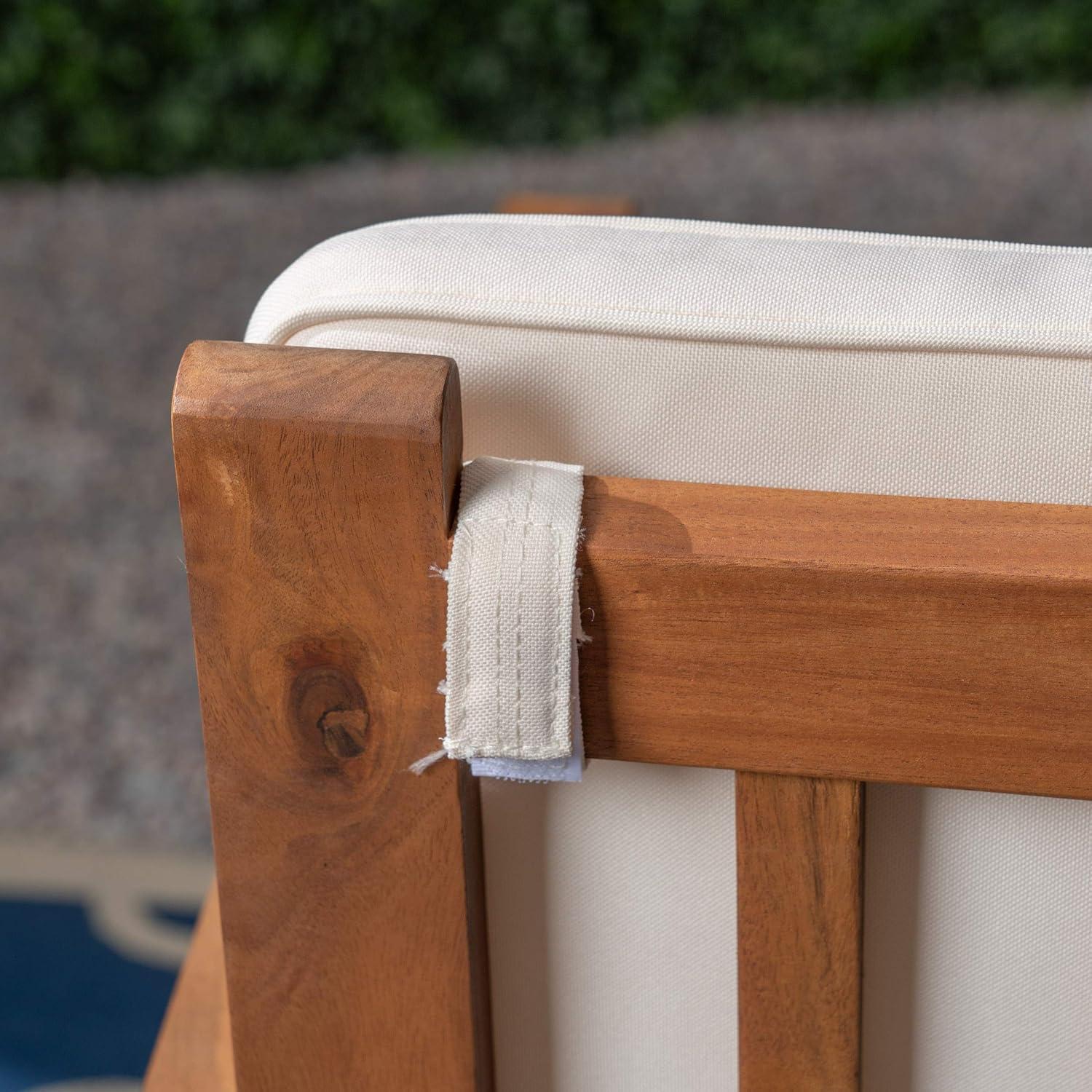 Casa Acacia Wood Loveseat Brown/Cream - Christopher Knight Home: Outdoor Seating for 2, Weather-Resistant