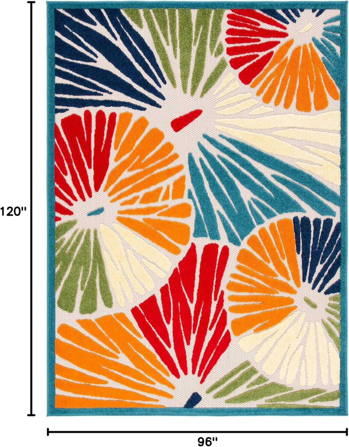 Cabana CBN356 Power Loomed Indoor and Outdoor Area Rug - Ivory/Blue - 8'x10' - Safavieh.